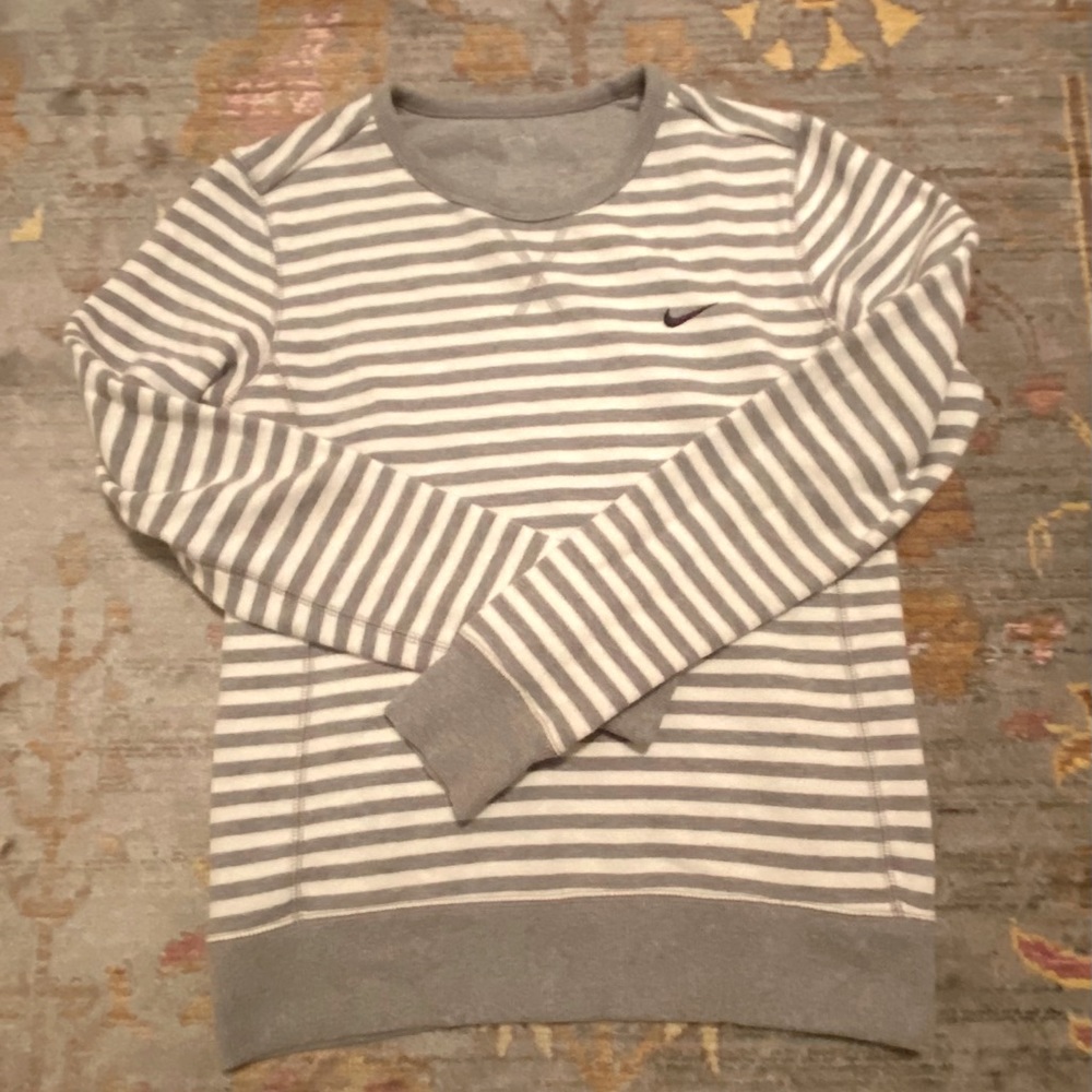 Grey and white Nike crew neck